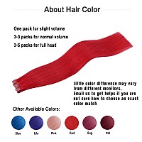 Aison Red Tape In Hair Extensions Human Hair 18 Inch 40G Tape In Human Hair Extensions Red 100 Remy Human Hair Extensions Silky