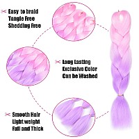 Bacana Ombre Braiding Hair Kanekalon Light Pinklight Purple 3 Packs Jumbo Braid In Hair Extension Ombre Colors High Temperature