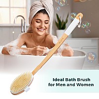 Back Scrubber For Shower Exfoliating Body Scrubber 20 Long Handle Natural Boar Bristle Shower Scrubber Body Brush For S