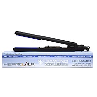 H2PRO Silk Titanium Ceramic Tourmaline Treated Plates Styling Iron Straightener 1 1/4'' Black SR114