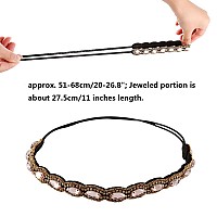 Teenitor Rhinestone Beaded Elastic Headband, Fashionable Handmade Crystal Beaded Elastic hairbands Lady Women Girls Hair Jewelry Accessories, 20-26.8