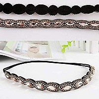 Teenitor Rhinestone Beaded Elastic Headband, Fashionable Handmade Crystal Beaded Elastic hairbands Lady Women Girls Hair Jewelry Accessories, 20-26.8