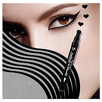 Pinkiou 2 in 1 Double-headed Liquid Eyeliner Pen Stamp Super Slim Gel Felt Tip High Pigment Black Waterproof Smudgeproof Long Lasting Makeup Tool(Heart)