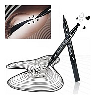 Pinkiou 2 in 1 Double-headed Liquid Eyeliner Pen Stamp Super Slim Gel Felt Tip High Pigment Black Waterproof Smudgeproof Long Lasting Makeup Tool(Heart)