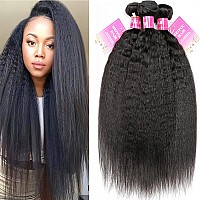 Mei You 12A Kinky Straight Hair 3 Bundles Yaki Human Hair Weave Unprocessed Brazilian Virgin Remy Sew In Hair Extensions Natural