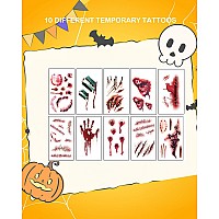 Horror Realistic Fake Bloody Wound Stitch Scar Scab Waterproof Temporary Tattoo Sticker Halloween Masquerade Prank Makeup Props