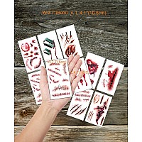 Horror Realistic Fake Bloody Wound Stitch Scar Scab Waterproof Temporary Tattoo Sticker Halloween Masquerade Prank Makeup Props