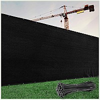 colourTree customized Size Fence Screen Privacy Screen Black 6 x 93 - commercial grade 170 gSM - Heavy Duty - 3 Years Warranty - cable Zip Ties Included