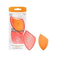 Real Techniques Miracle complexion Sponge with case, Makeup Blending Sponge Perfect For Travel, For Foundation, Streak-Free Makeup Tool, cruelty Free, Orange, Packaging May Vary, 2 Piece Set