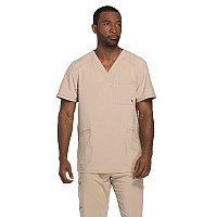 cherokee Infinity Men Scrubs Top V-Neck Plus Size cK900A, 2XL, Khaki