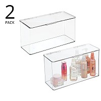 Mdesign Plastic Makeup Cosmetic Beauty Storage Organizer Box With Hinged Lid For Vanity Drawers Holds Lipstick Lip Gloss Bru