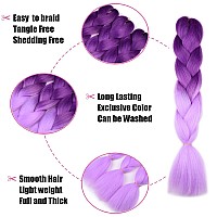 Bacana Ombre Braiding Hair Purplelight Purple 3Pcs Jumbo Braiding Hair Extensions For Braiding Crochet Braids Twist 24 Inch 1