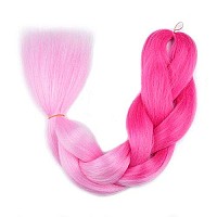 Ombre Braiding Hair (Pink/Light Pink)3pcs Jumbo Braiding Hair Extension For Box Braids Twist 24 Inch Hot Water Seal Real Soft