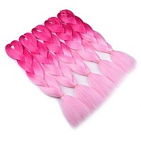 Ombre Braiding Hair (Pink/Light Pink)3pcs Jumbo Braiding Hair Extension For Box Braids Twist 24 Inch Hot Water Seal Real Soft