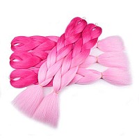 Ombre Braiding Hair (Pink/Light Pink)3pcs Jumbo Braiding Hair Extension For Box Braids Twist 24 Inch Hot Water Seal Real Soft