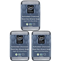 One With Nature Dead Sea Salt Activated Charcoal Soap 7Oz 3Pack Black Bar Soap Detoxifying Body Wash Soap Bar Face Soap Vegan