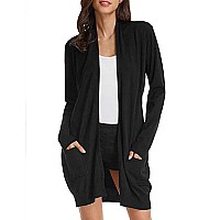 gRAcE KARIN Open Front Long Sleeves cardigan Sweater (L,Black)