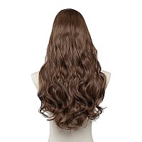 SARLA Medium Brown U Part Hair Extensions Clip in Full Head Long Curly Wave Synthetic Hairpiece for Women 24 Inch