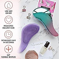 Detangler Brush For Thick Hair, Curly, Straight & Natural Hair - Gentle Detangling Hair Brush For Women, Kids & Toddlers With Flexible Bristles - Ombre Hairbrush For Wet & Dry Hair By Lily England