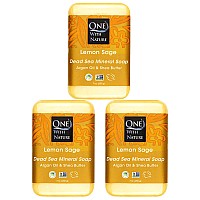 One With Nature Dead Sea Mineral Lemon Sage Bath and Body Soap Bars - 7 Oz 3 Pack Lemon Soap Bar with Dead Sea Salt, Shea Butter, Argan Oil and Over 20 Essential Minerals - Ideal for All Skin Types