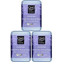 One With Nature Dead Sea Salt Lavender Soap 7Oz Bars 3Pack Dead Sea Salt Contains Magnesium Sulfur 21 Essential Minerals