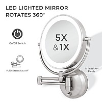 Zadro 11 Led Wall Mounted Makeup Mirror 5X1X Shaving Mirror Cordless Or Battery Operated Vanity Mirrors For Wall Large 5X1