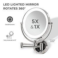 Zadro 11 Led Wall Mounted Makeup Mirror 5X1X Shaving Mirror Cordless Or Battery Operated Vanity Mirrors For Wall Large 5X1