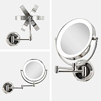 Zadro 11 Led Wall Mounted Makeup Mirror 5X1X Shaving Mirror Cordless Or Battery Operated Vanity Mirrors For Wall Large 5X1