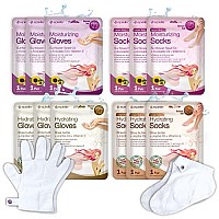 Epielle Hydrating & Moisturizing Gloves & Socks Masks Combo 12pk for Hand and Foot - Dry Hand, Dry Cracked Heel Mothers Day Gifts