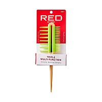 Red By Kiss Detangling Brush For Adults & Kids, Long & Wide Tooth, Mixed-Length Detangler Comb With Rat Tail For All Hair Types