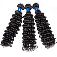 Cranberry Hair Virgin Brazilian Deep Wave 3 Bundles Human Hair Extensions Pack Of 3 10Inch 12Inch 14Inch Unprocessed Deep Wave W