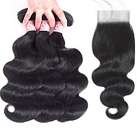 Ls Hair Body Wave Bundles With Closure Human Hair 14 16 18 With 12 100 Unprocessed Brazilian Virgin Human Hair 3 Bundles