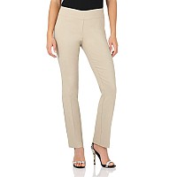 Rekucci Womens Ease Into comfort Straight Leg Pant with Tummy control (6 Short, Stone)