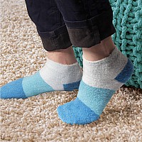 Bamboomn Womens Small Fuzzy Soft Aloe Infused Nylon Spa Socks Solid Aqua 4 Pairs