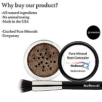 Hair Root Touch Up Powder - Root Cover Up Hair Powder - 11 True-to-Nature Root Concealer Shades - Zero Fragrance, Talc or Parabens - Hair Cover Hairline Powder by NuBeauti (With Brush, Medium Brown)