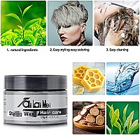 Temporary Silver Gray Hair Wax 4.23oz, Instant Hairstyle Mud Cream, Hair Pomades for Party, Cosplay, Nightclub, Masquerade, Halloween.