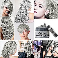 Temporary Silver Gray Hair Wax 4.23oz, Instant Hairstyle Mud Cream, Hair Pomades for Party, Cosplay, Nightclub, Masquerade, Halloween.