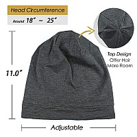 Satin Lined Sleep Cap Bamboo Slouchy Bonnet Headwear Curly Hair Beanie Dark Grey