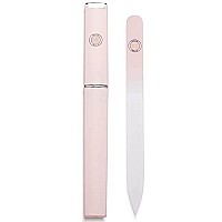 Best crystal glass Nail File for Women, Protective Travel case, Professional Salon Fingernail Files for Pretty Manicure, great for Natural, gel and Acrylic Fake Nails, Better Emery Boards, Pink 2mm