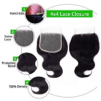 Brazilian Virgin Hair Body Wave 3 Bundles With Closure 12 14 1610Closure 10A Virgin Brazilian Remy Human Hair Bundles With T