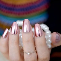 Oval Mirror Fake Nails Light Pink Ladies False Nails Cool Style Sexy Nail Decoration Tips N18