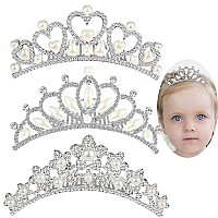 Anbala Small Tiara Crown With Hair Comb 3 Pack Mini Tiara Crown Princess Crystal Shiny Hair Accessories For 2 3 4 5 6 7 8 9 Yea