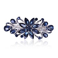 Sankuwen Flower Luxury Jewelry Design Hairpin Rhinestone Hair Barrette Clipalso Perfect Mothers Day Gifts For Momdark Blue