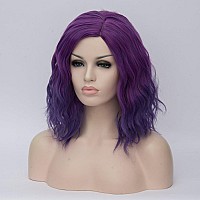 Cying Lin Short Bob Wavy Curly Wig Ombre Purple Wig For Women Cosplay Halloween Wigs Heat Resistant Bob Party Wig Include Wig Ca