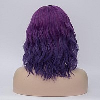 Cying Lin Short Bob Wavy Curly Wig Ombre Purple Wig For Women Cosplay Halloween Wigs Heat Resistant Bob Party Wig Include Wig Ca