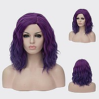 Cying Lin Short Bob Wavy Curly Wig Ombre Purple Wig For Women Cosplay Halloween Wigs Heat Resistant Bob Party Wig Include Wig Ca