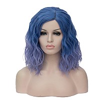 Cying Lin Short Bob Wavy Curly Wig Light Blue Wig For Women Cosplay Halloween Wigs Heat Resistant Bob Party Wig Include Wig Cap (Light Blue)