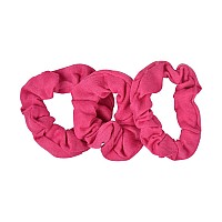 Small Scrunchies Cotton Hair Bobble Set Of 3 Hot Pink