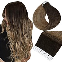 Full Shine Tape In Hair Extensions Human Hair 20 Inch Tape In Extensions Balayage Ombre Tape In Human Hair 2618 Ash Blonde Bal