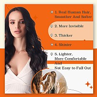 Full Shine Tape In Human Hair Extensions 22 Inch Black Tape In Brazilian Skin Weft Hair Extensions For Long Hair 20 Pieces 50 Gr